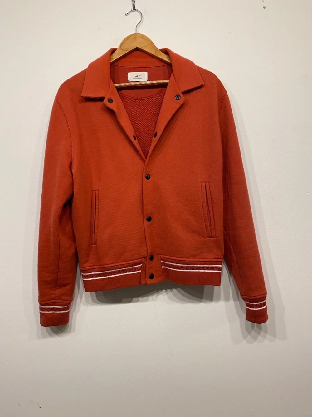 Mr P. Contrast-Tipped Cotton Blouson Jacket in Orange Medium